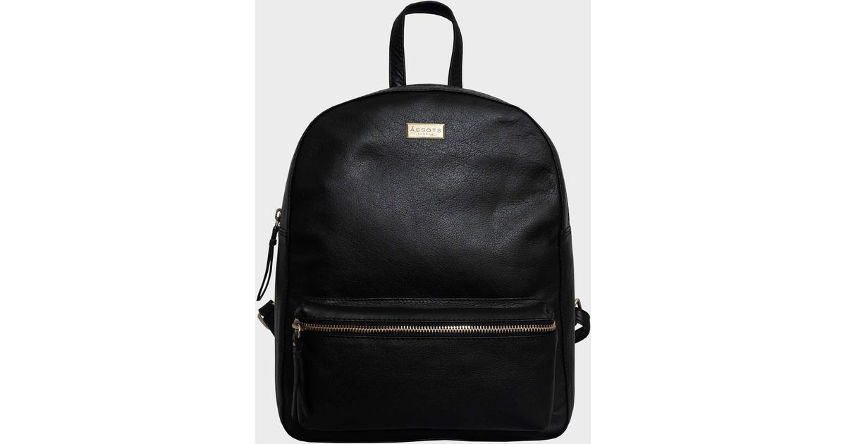 Assots London 'eden' Black Full Grain Small Leather Zip Top Backpack Lyst UK