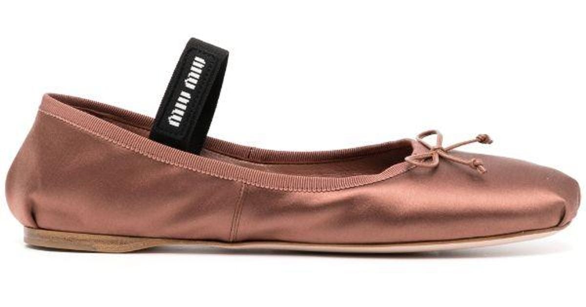 Miumiu 26ss Fairy Style Ballet Flats Satin Canvas Sheepskin main image 1