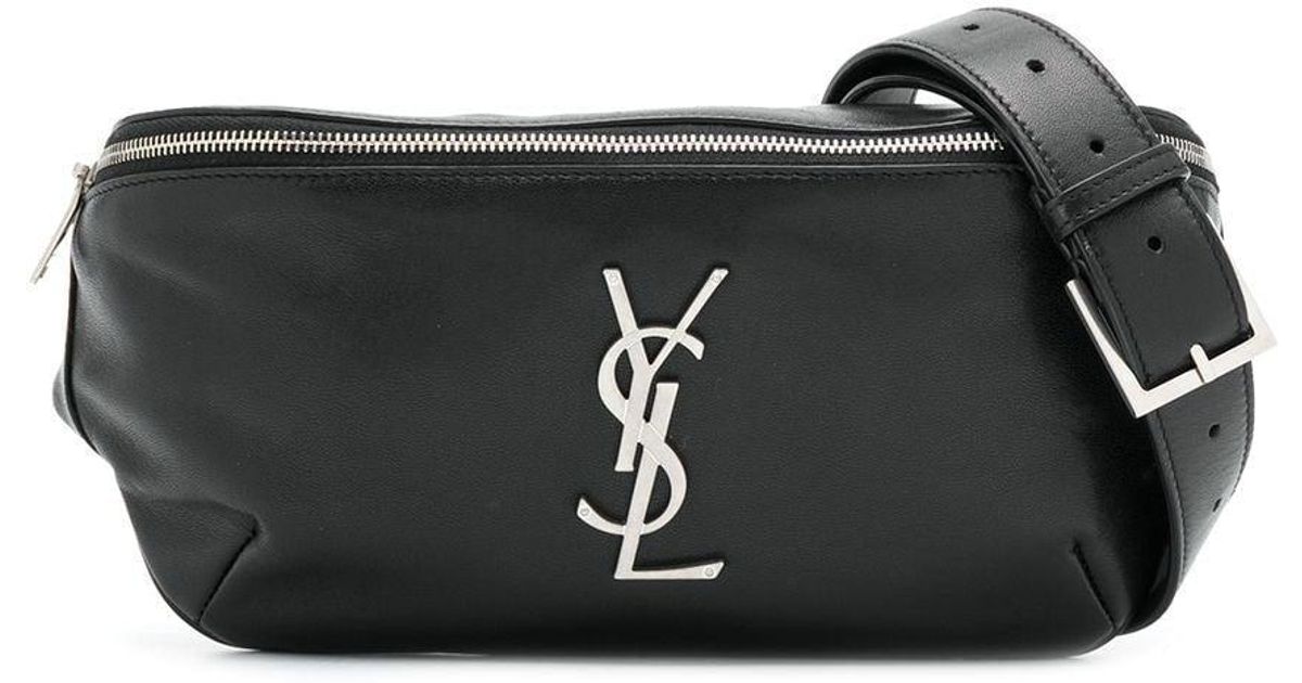 Saint Laurent Ysl Logo Embossed Fanny Pack in Black for Men - Lyst