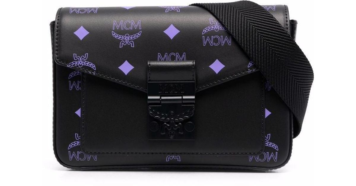 MCM Color Splash Logo Small Crossbody in Black Lyst