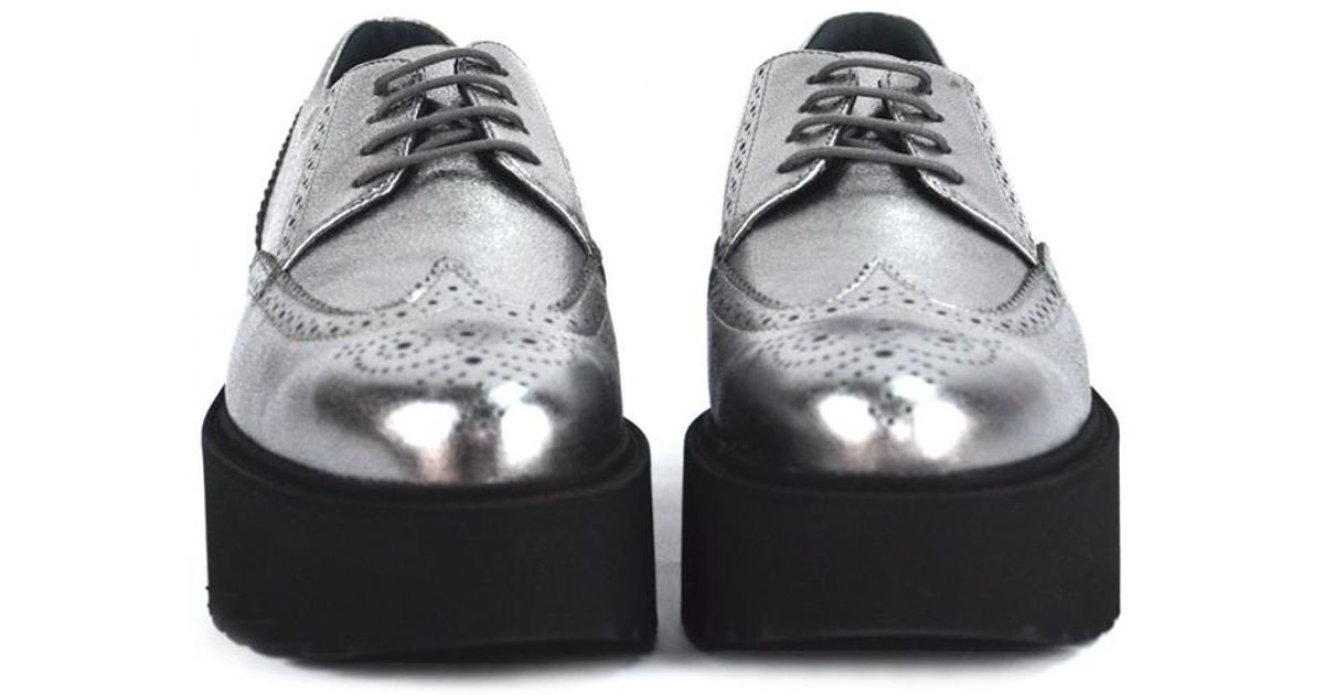 silver flatform brogues