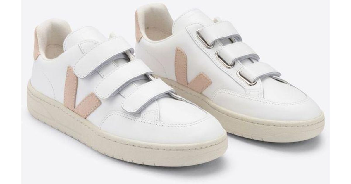 Veja Leather V-lock Sable Velcro Sneakers in White - Lyst