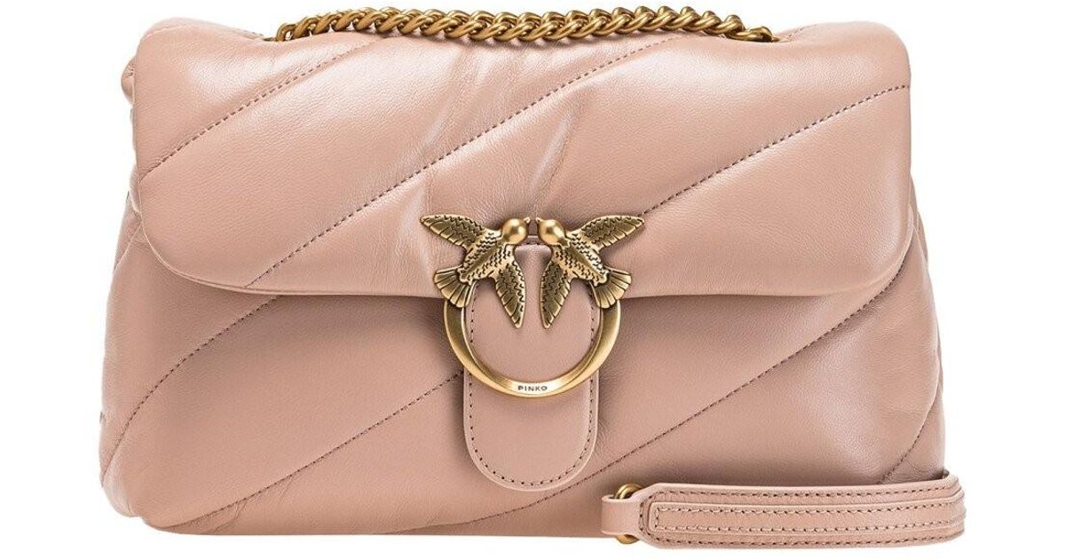 Pinko Leather Love Classic Puff Maxi Quilt 8 Powder Crossbody Bag in