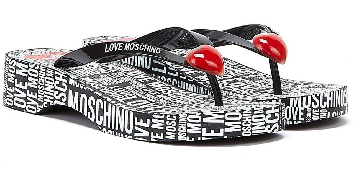 Love Moschino Thongs Flip Flops in Black Lyst