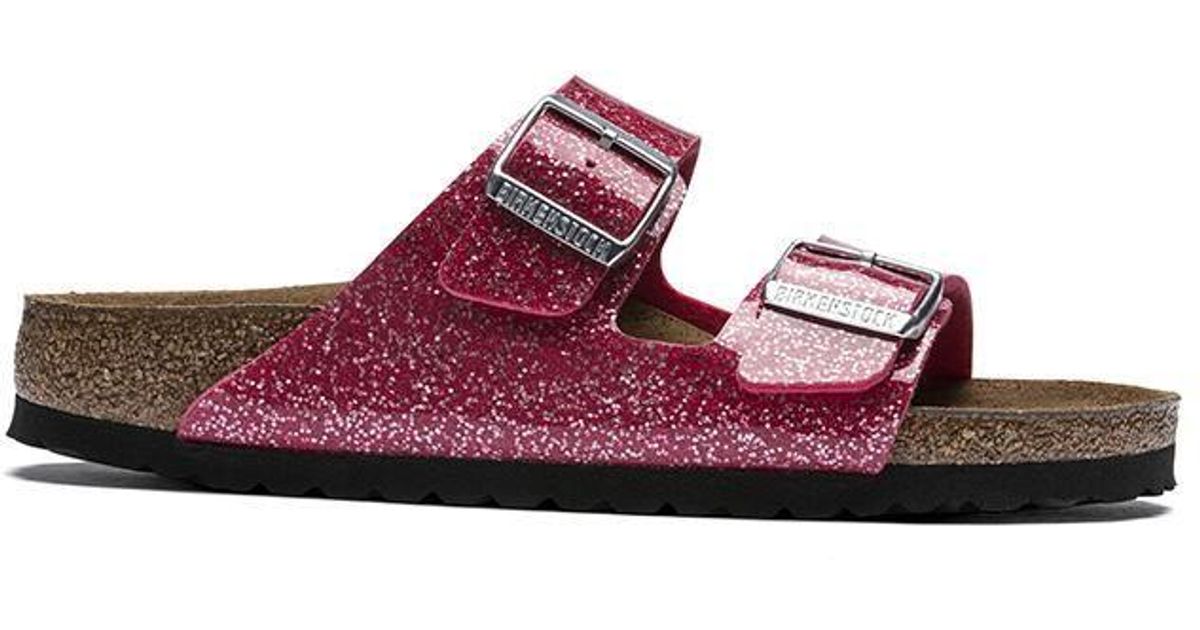 Birkenstock Arizona Birko-flor Cosmic Sparkle Candy Pink Narrow Fitting  Sandals | Lyst