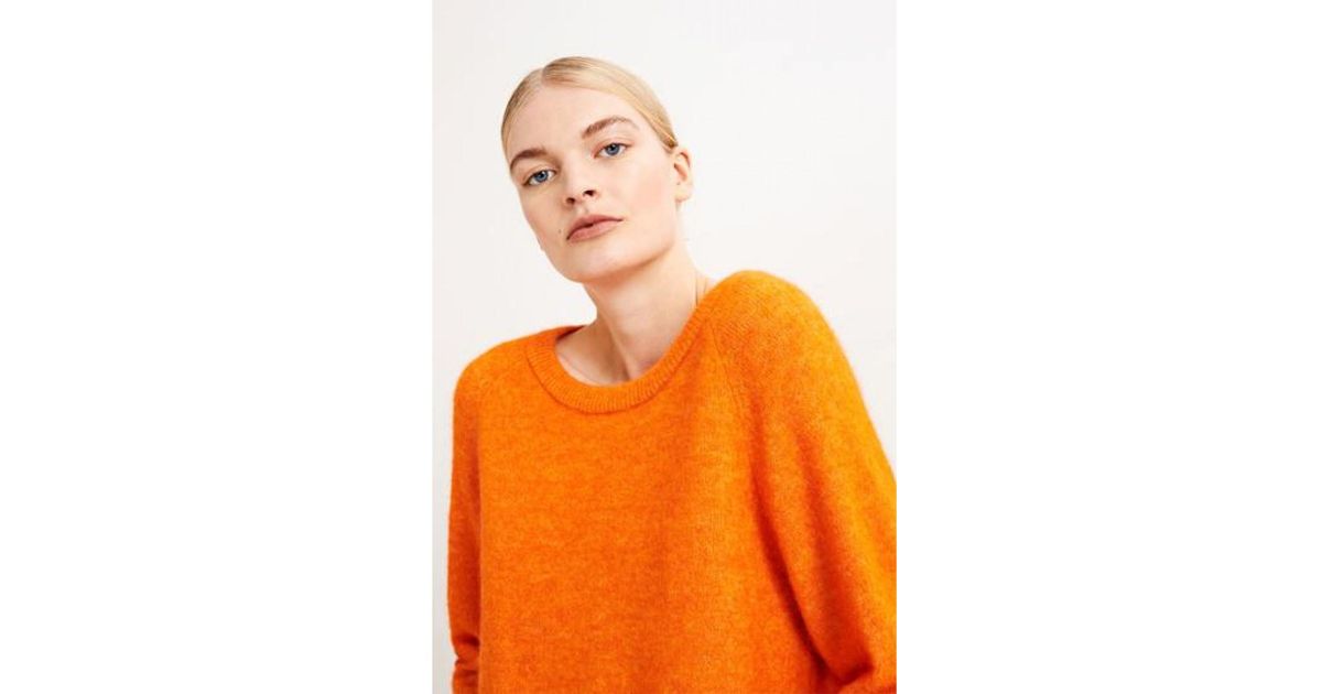 Samsøe & Samsøe Wool Nor O-n Puffins Mel Knit in Orange | Lyst