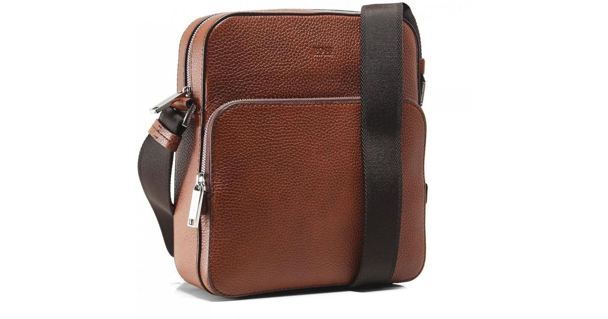 BOSS by HUGO BOSS Leather Crosstown_ns Pocket Messenger Bag in Brown ...