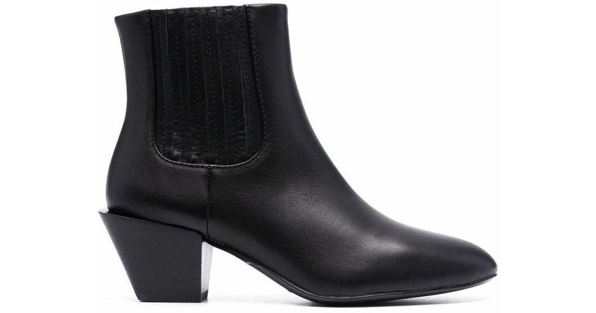 DIESEL D-texanne Leather Ankle Boots in Black | Lyst