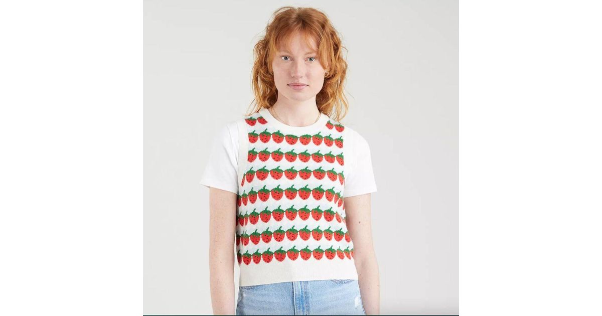 strawberry sweater vest levi's