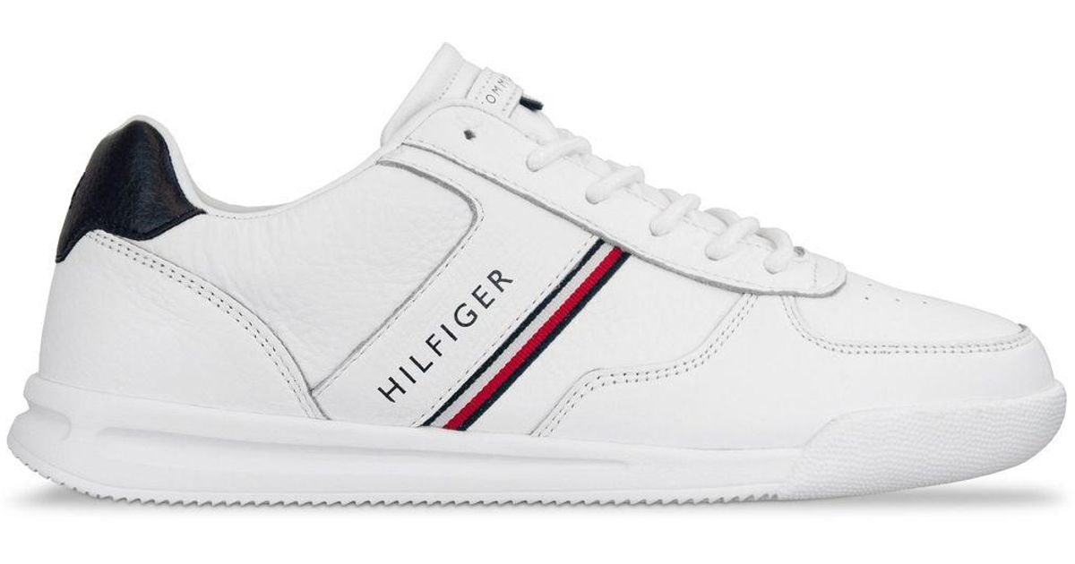 Tommy Hilfiger Lightweight Leather Mix Trainer in White - Lyst