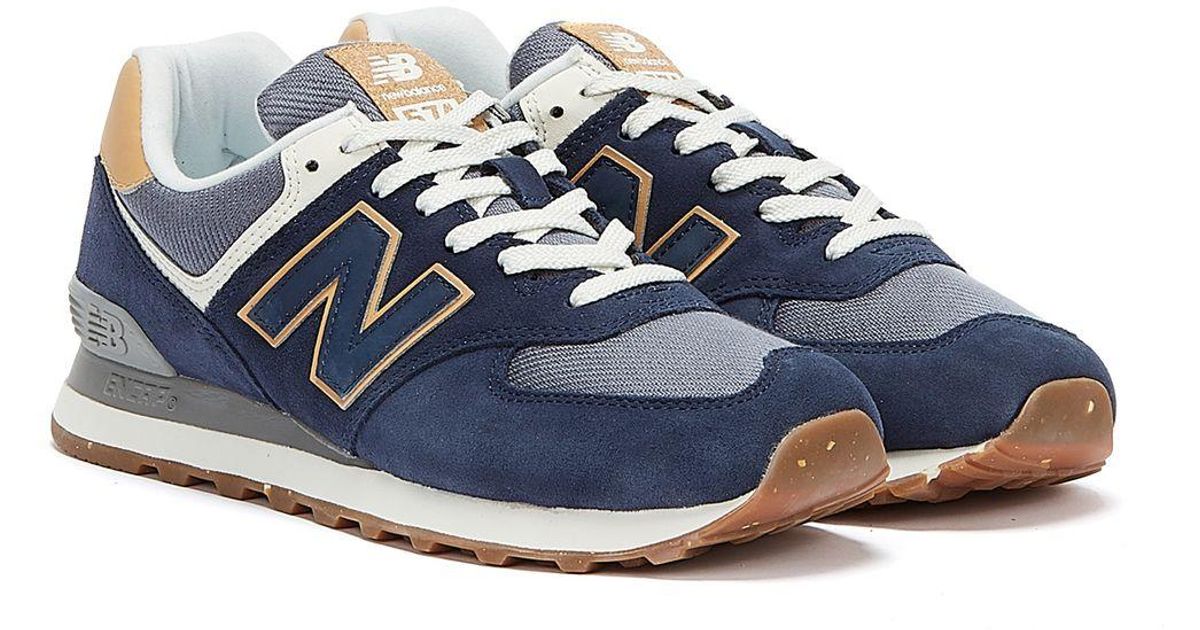 New Balance 574 / Tan Trainers in Blue for Men | Lyst UK