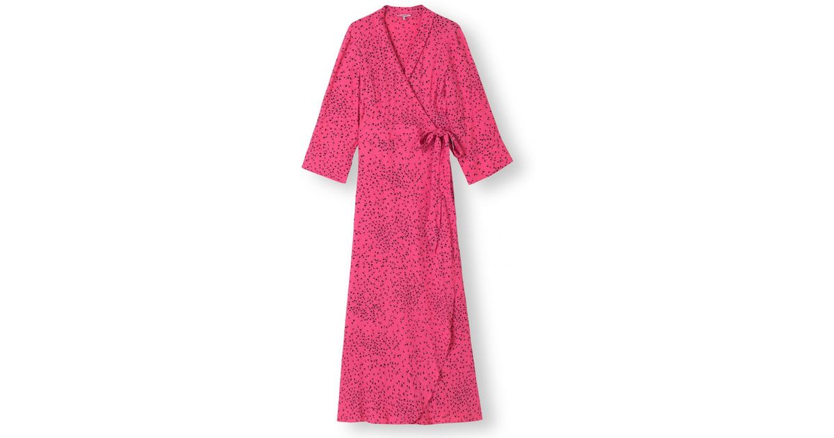 ganni barra crepe dress pink