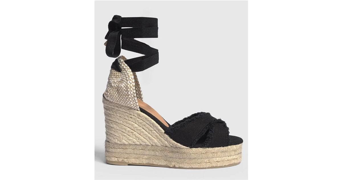CastaÃ±er Bluma 100mm Black Canvas Wedge Espadrilles | Lyst