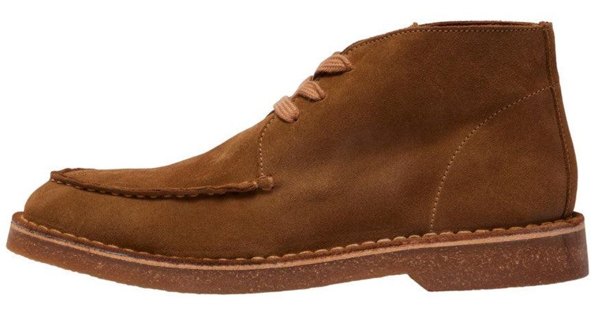SELECTED Riga New Suede Moc-toe Chukka Boots in Brown for Men | Lyst