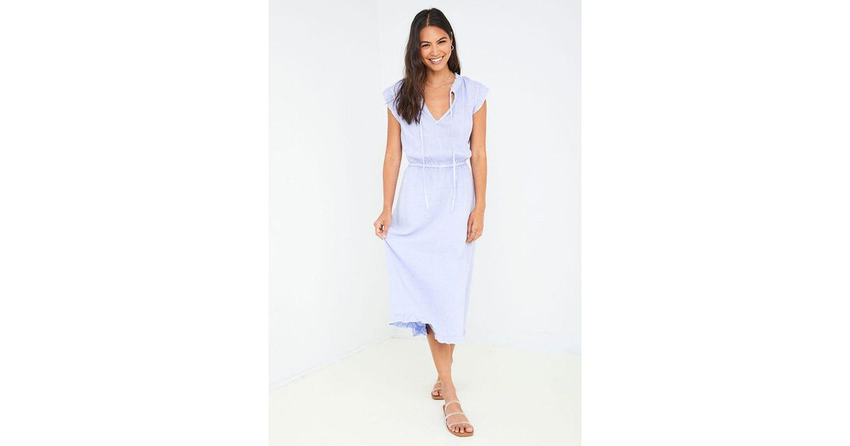 Bella Dahl Ruffle Midi Dress Peri Mist in White | Lyst