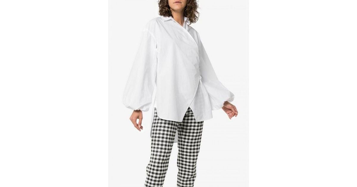 ganni poplin wrap top