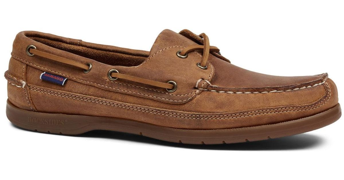 Sebago Portland Leather Boat Shoes Tan-dkgrey Regular in Brown for Men Mens Shoes Slip-on shoes Boat and deck shoes 