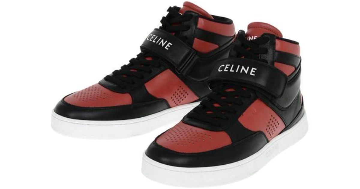 Celine CÃ©line Other Materials Hi Top Sneakers in Red,Black (Red) for Men | Lyst