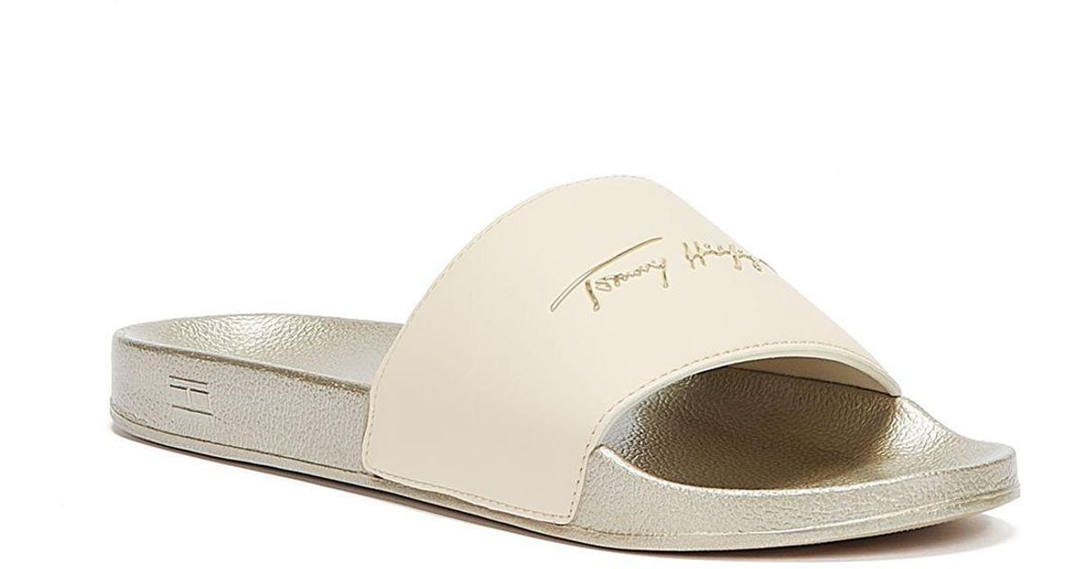 Tommy Hilfiger Metallic Pool Slides Lyst Canada