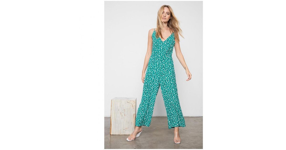 green flower jumpsuit
