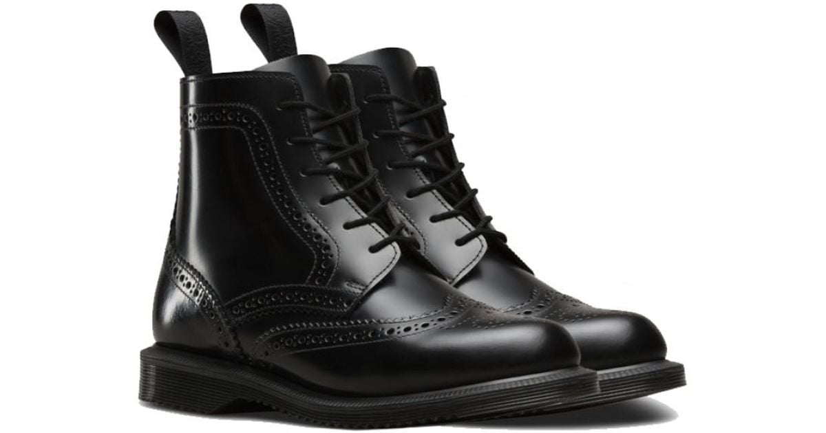 Delphine Smooth Brogue Boots in Black 