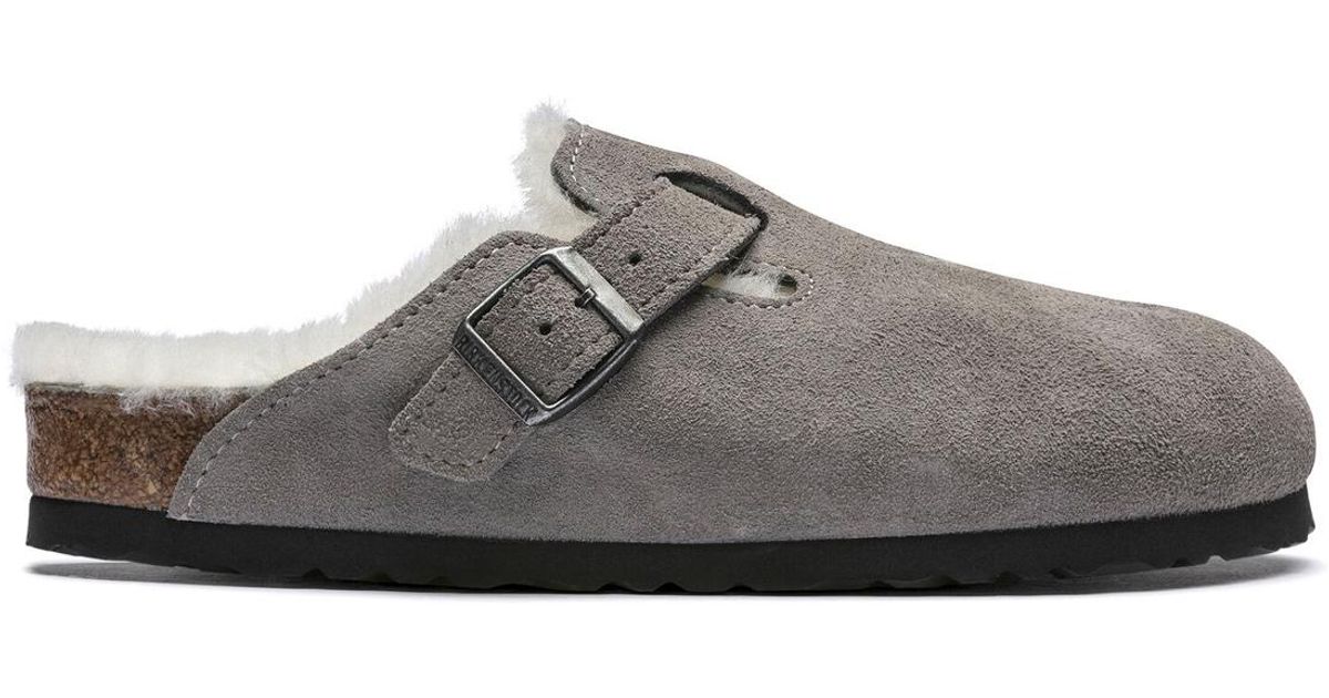 Birkenstock Boston Shearling in Grey (Gray) | Lyst