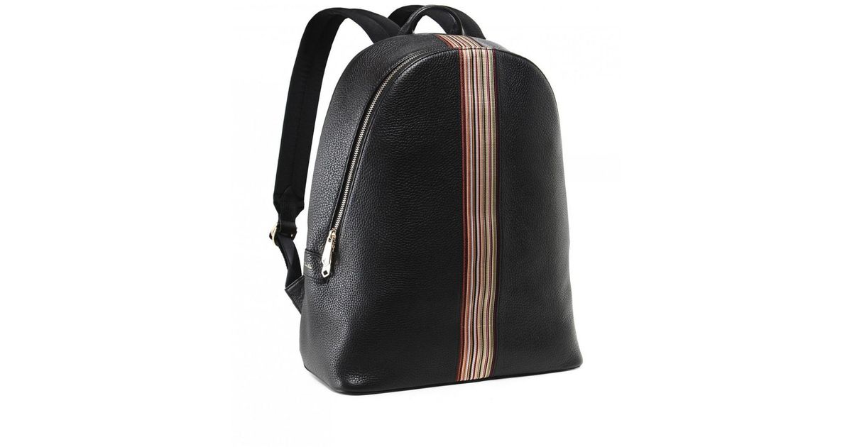 Paul Smith Black Leather Signature Stripe Backpack for Men - Save 39% - Lyst