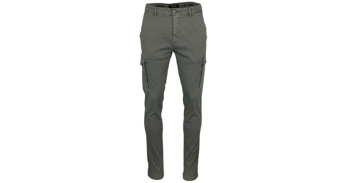 Replay Cotton Hyperflex Jaan Xlite Cargo Pant In Light in Grey (Grey