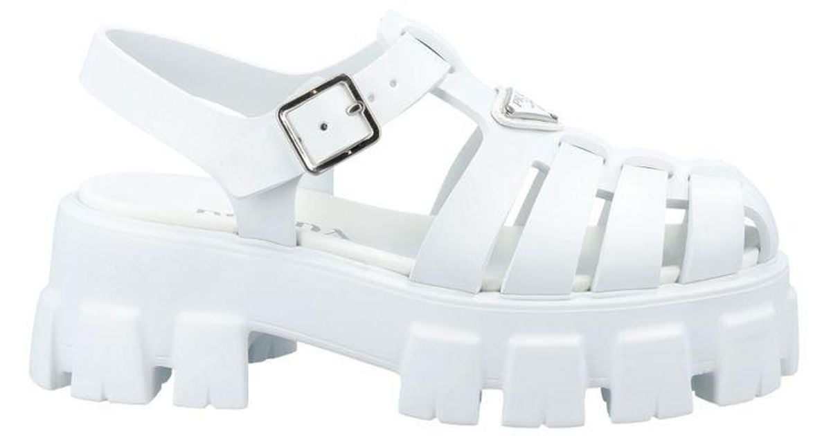 Prada Foam Rubber Sandals in White | Lyst