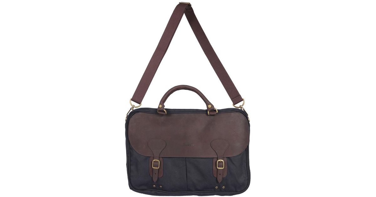 Barbour Waxed Cotton And Leather Briefcase for Men Save 23 Lyst UK