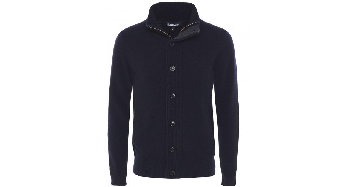 barbour zip through patch cardigan