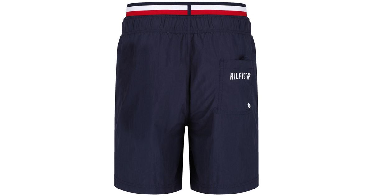 tommy hilfiger double waistband swim shorts