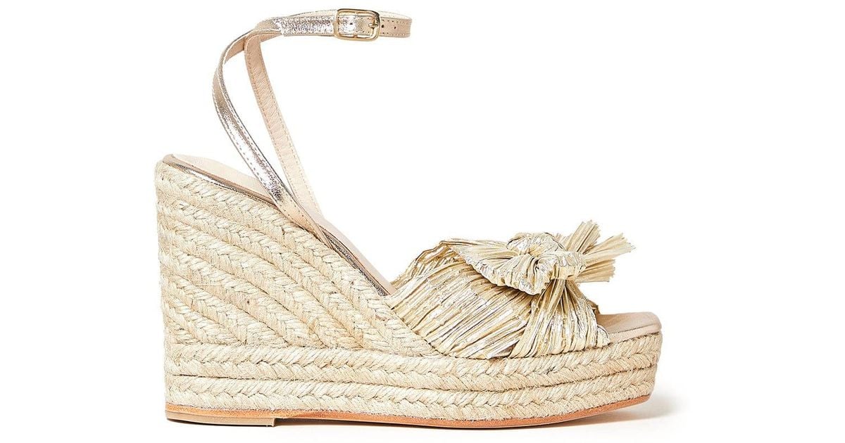 Loeffler Randall Synthetic Peri Pleated Knot Wedge Espadrille in Gold ...