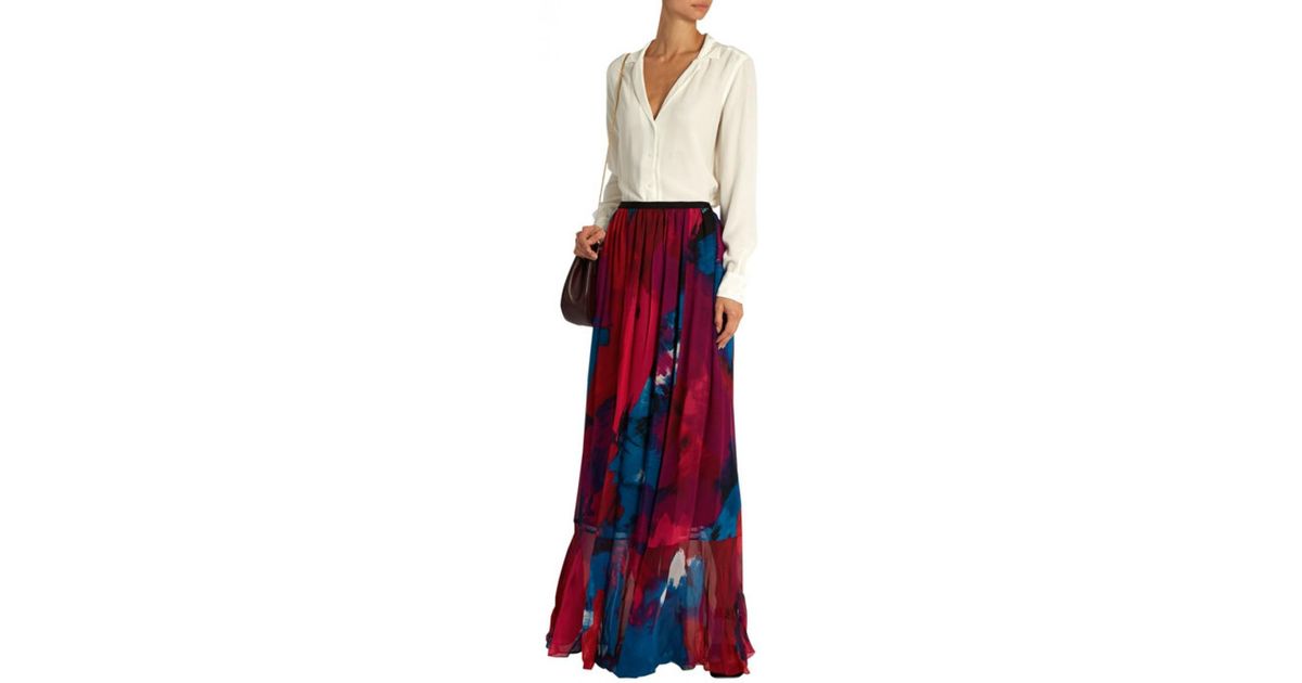 silk chiffon maxi skirt