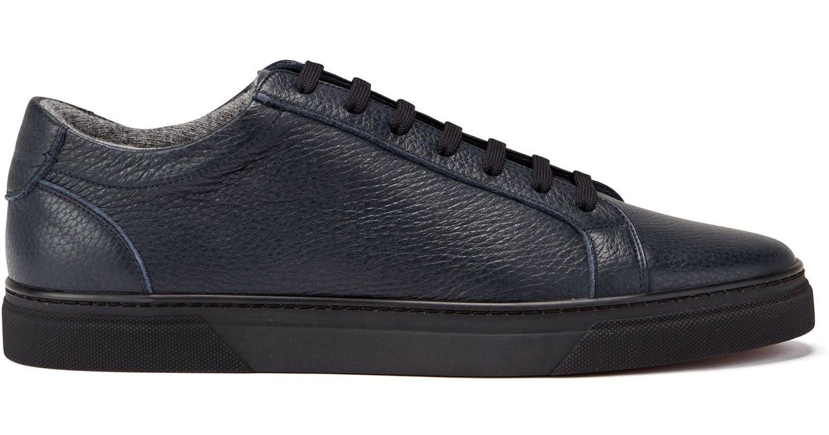 Corneliani Leather Supersoft Low Top Deerskin Sneakers (navy) in Black ...