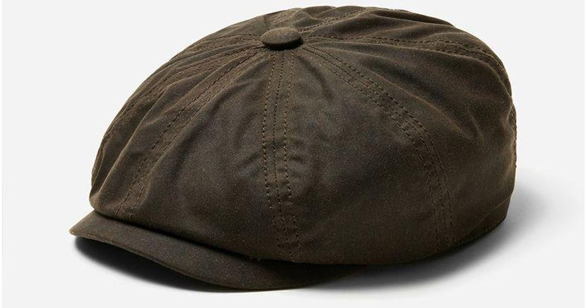 Stetson Hatteras Newsboy Cap (waxed Cotton) Dark Brown for Men Lyst
