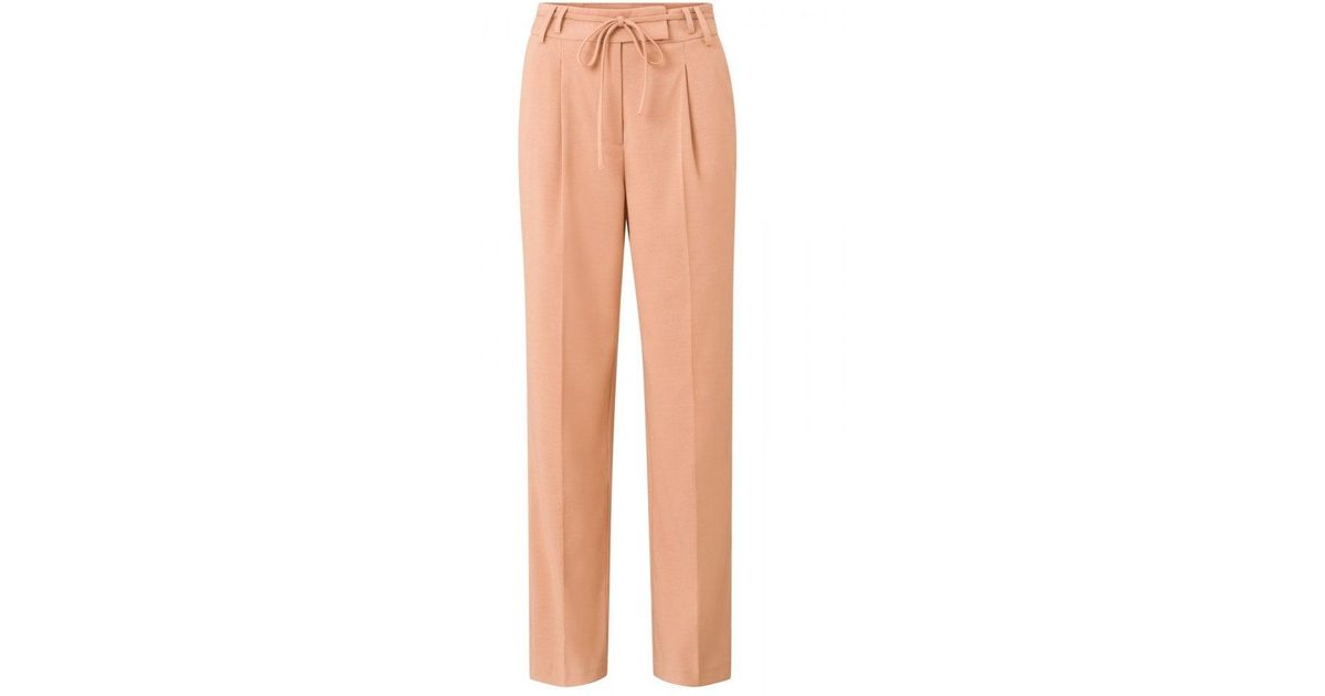 Yaya High Waisted Camel Trousers in Brown Lyst