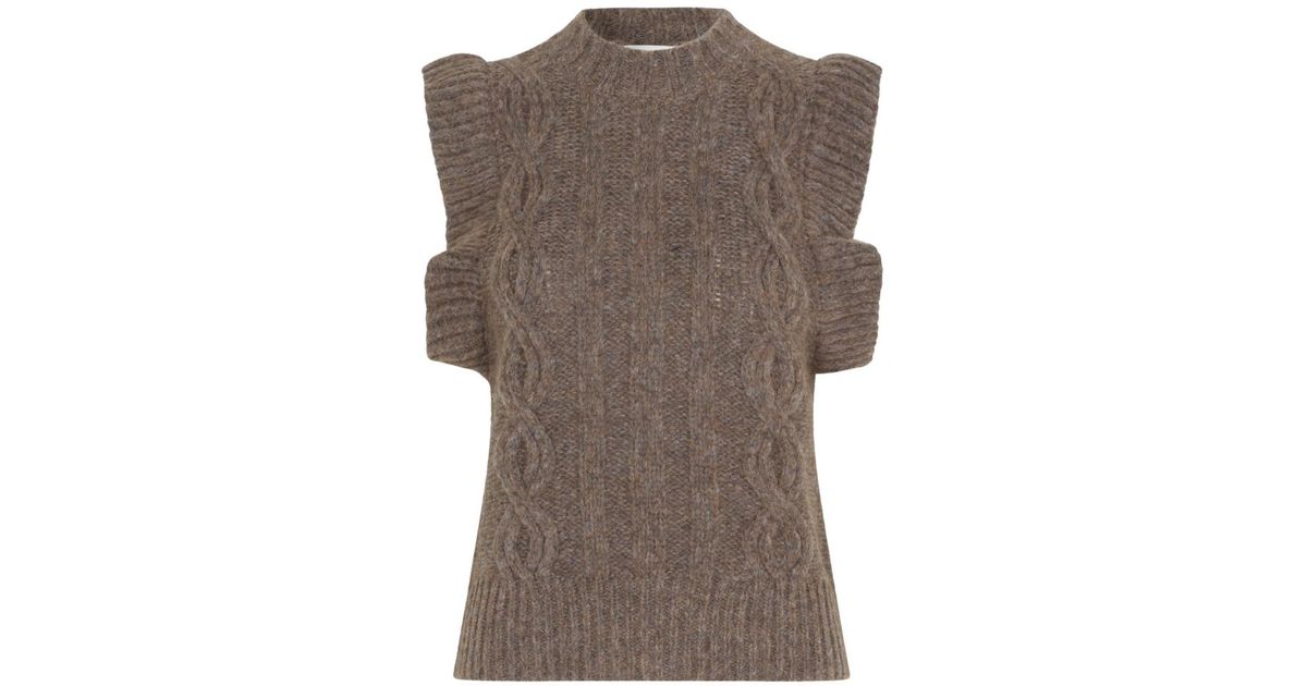 Second Female Wool Gunhild Knit Vest in Grey,Brown (Brown) | Lyst