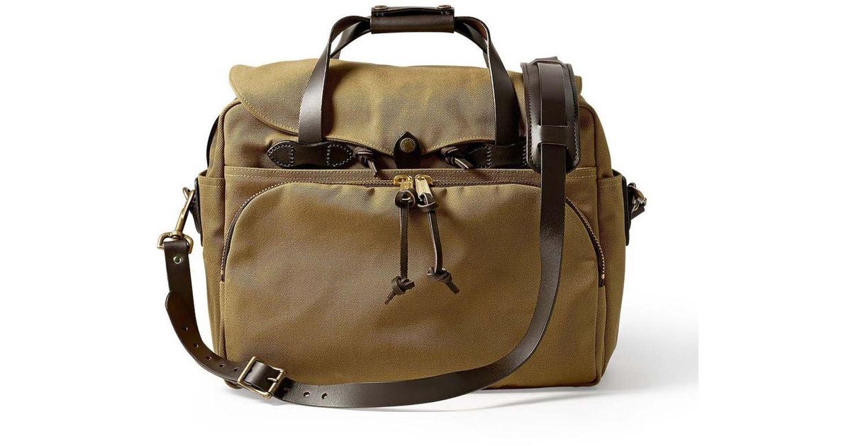 Filson Leather Rugged Twill Padded Computer Bag Tan in Brown for Men