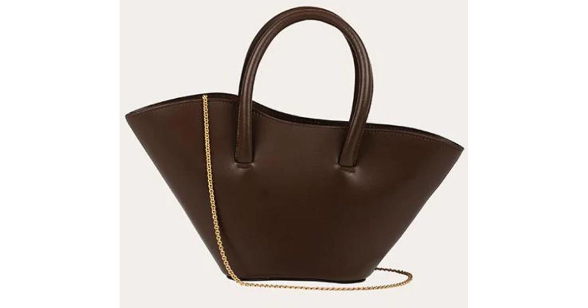 Little Liffner Leather Chained Open Tulip Tote Micro in Brown | Lyst