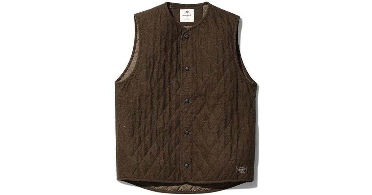 Snow Peak Quilted Flannel Vest Khaki in 