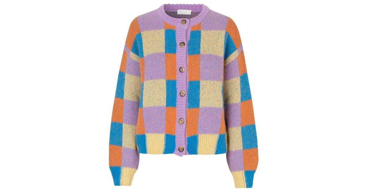 Stine Goya Leather Ash Knit Check in Blue - Lyst