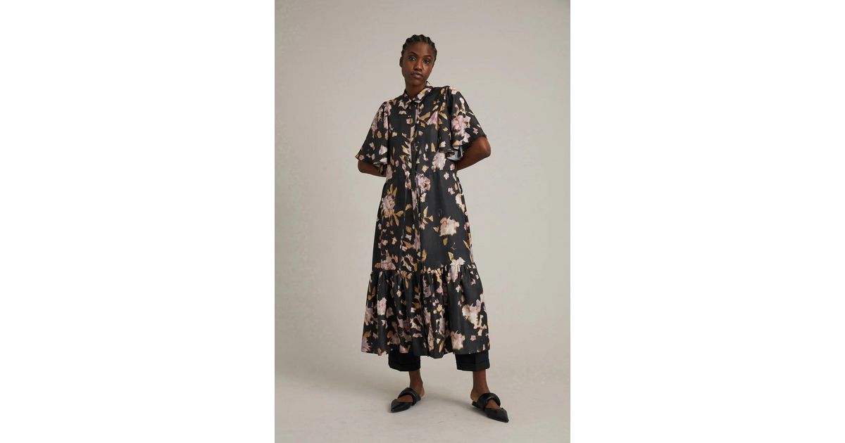 Munthe Silk Alvation Print Dress in Brown | Lyst