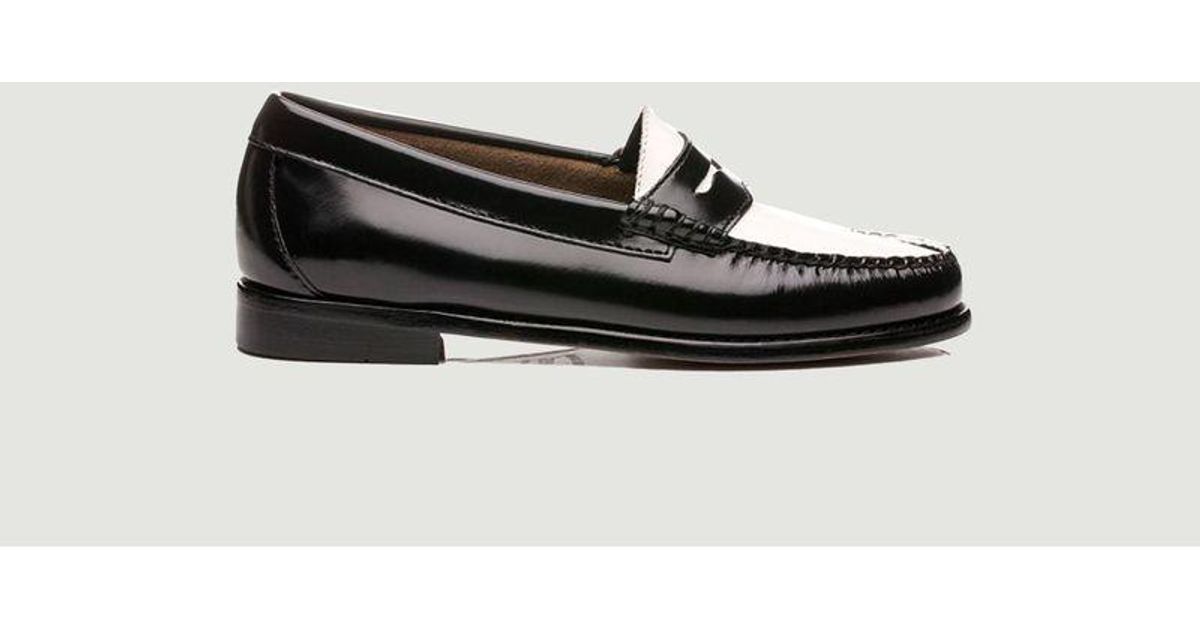 G.H. Bass & Co. Leather Weejuns Penny Two-tone Loafers Black White G.h.bass  | Lyst