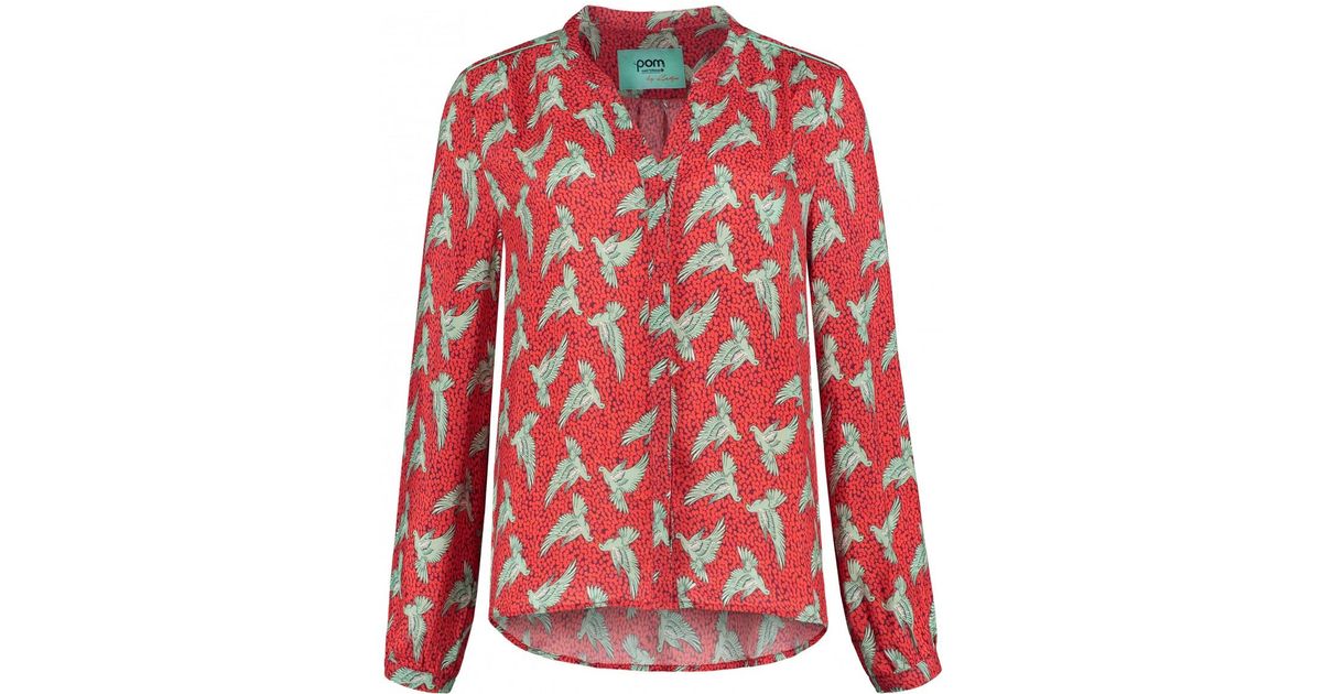 POM Amsterdam Synthetic Lovebirds Blouse in Red - Lyst