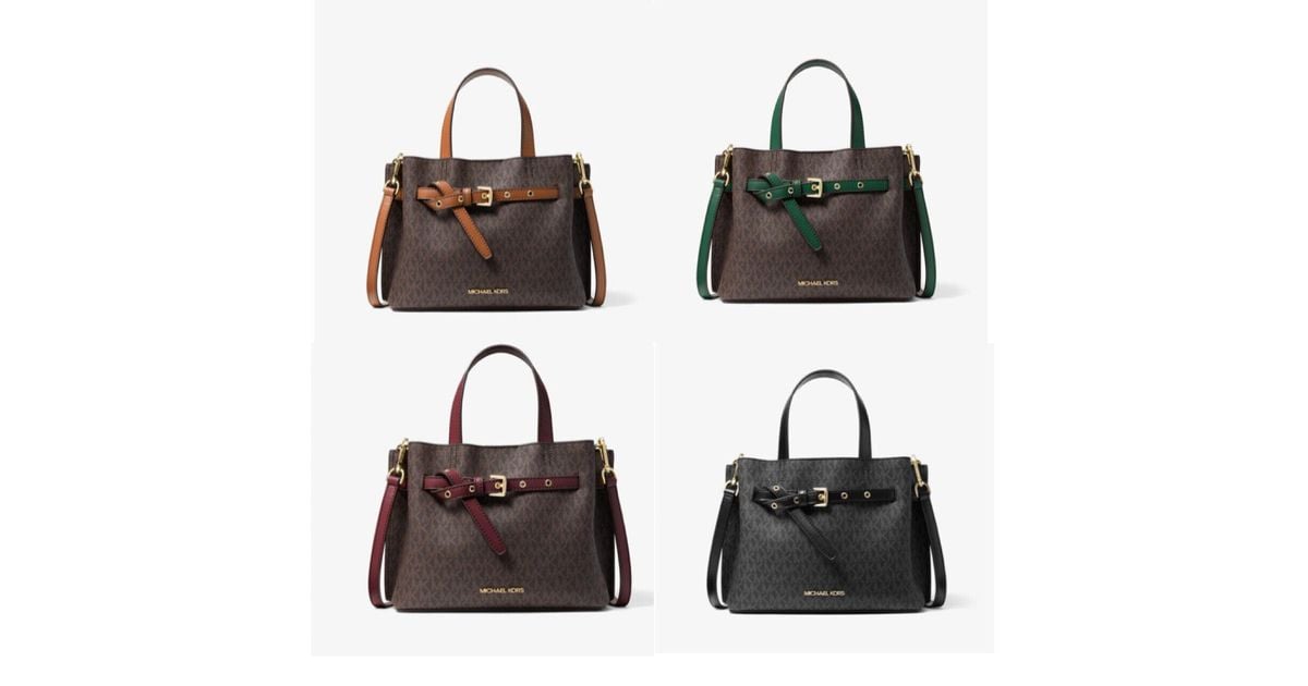 Michael Kors Emilia Large Logo Mk Signature Leather Satchel Shoulder