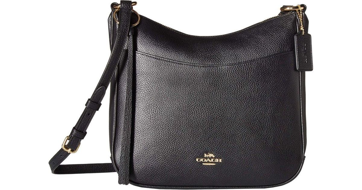 COACH Polished Pebble Leather Chaise Crossbody Bag 35543 in Black