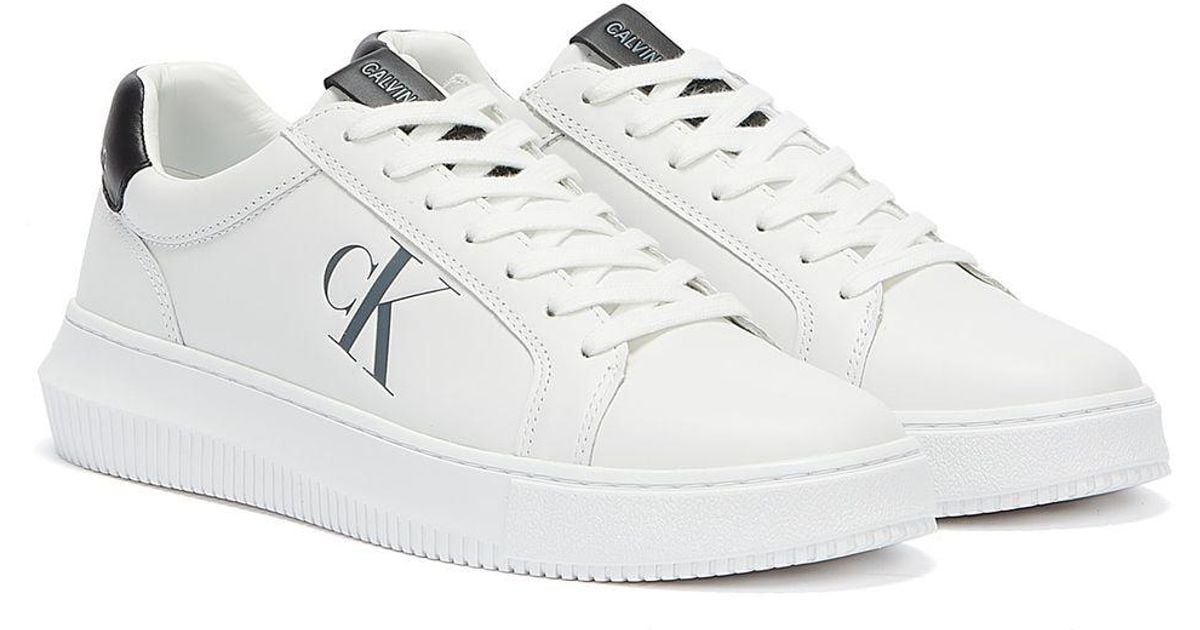 Calvin Klein Denim Jeans Chunky Cupsole Lace Up Trainers in White for ...