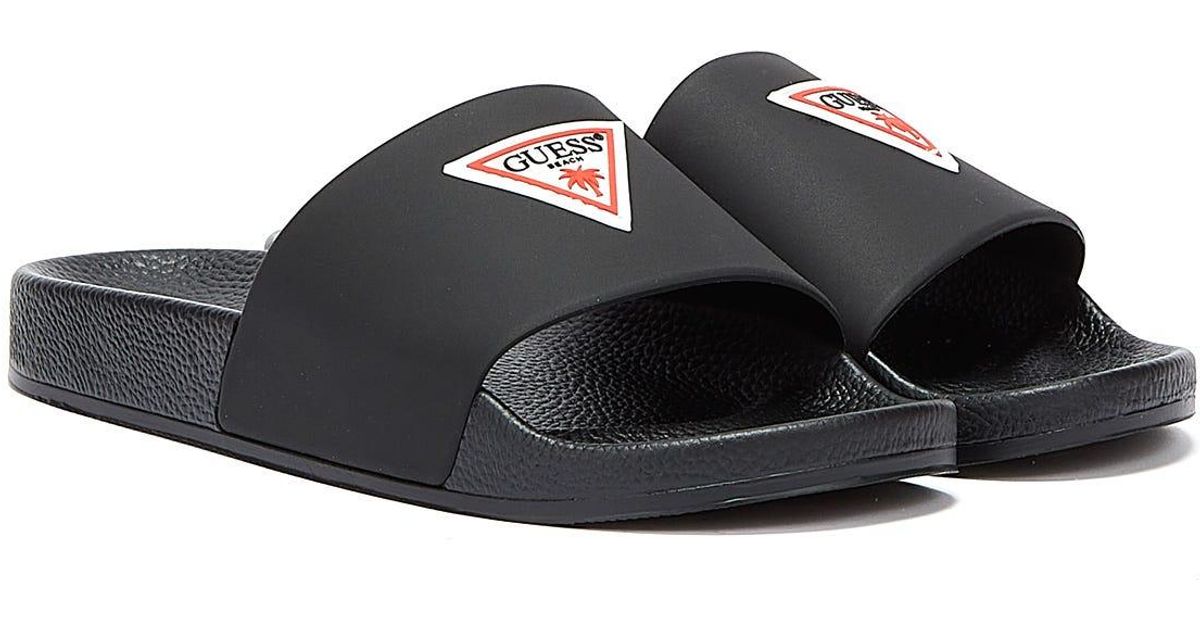 Guess Rubber Beach Slippers Jet Slides in Black | Lyst