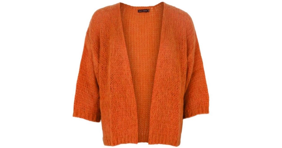 Black Colour Synthetic Casey Brushed Cardigan in Orange | Lyst